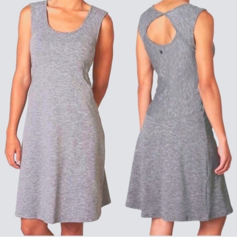 Prana Gray Sleeveless Scoop Dress with Back Keyhole